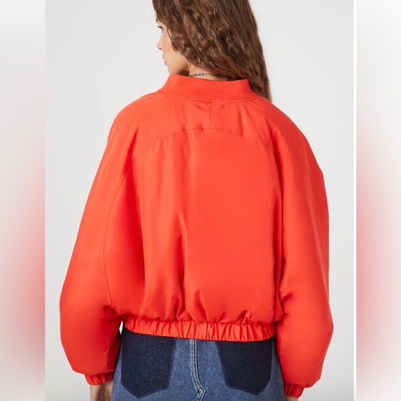Forever 21 Orange Crop Bomber Jacket - Picture 3 of 15
